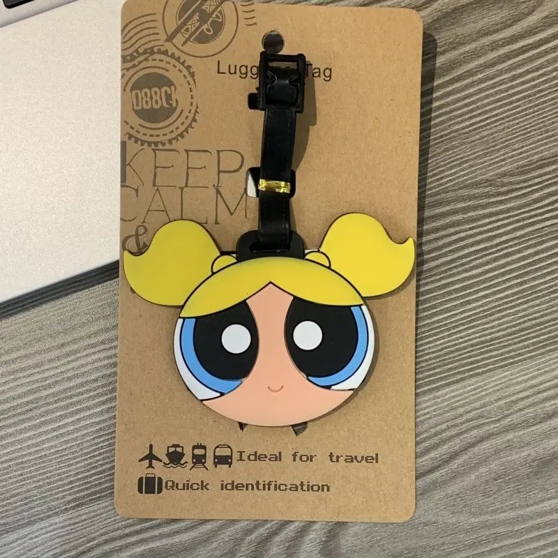 Powerpuff Girls Cartoon Travel Accessories Luggage Tag Silica Gel Suitcase ID Addres Holder Baggage Boarding Tag Portable Label