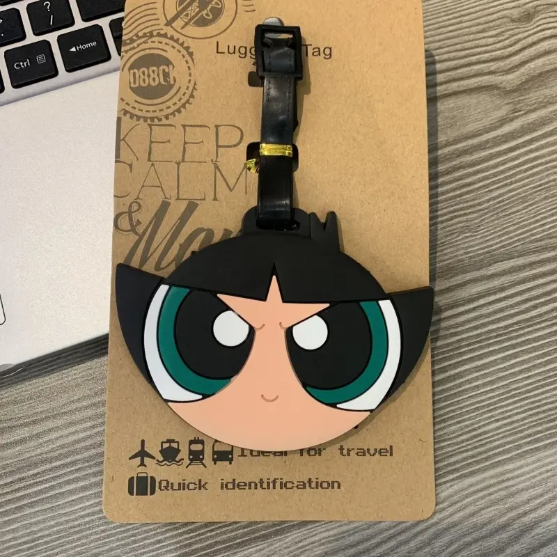 Powerpuff Girls Cartoon Travel Accessories Luggage Tag Silica Gel Suitcase ID Addres Holder Baggage Boarding Tag Portable Label
