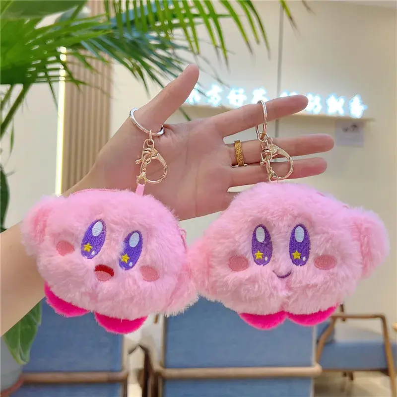 Kirby Plush Keychain Storage Bag Kawaii Girls Key Lipstick Candy Coin Purse Cartoon Doll Cute Bag Decoration Soft Charm Pendant