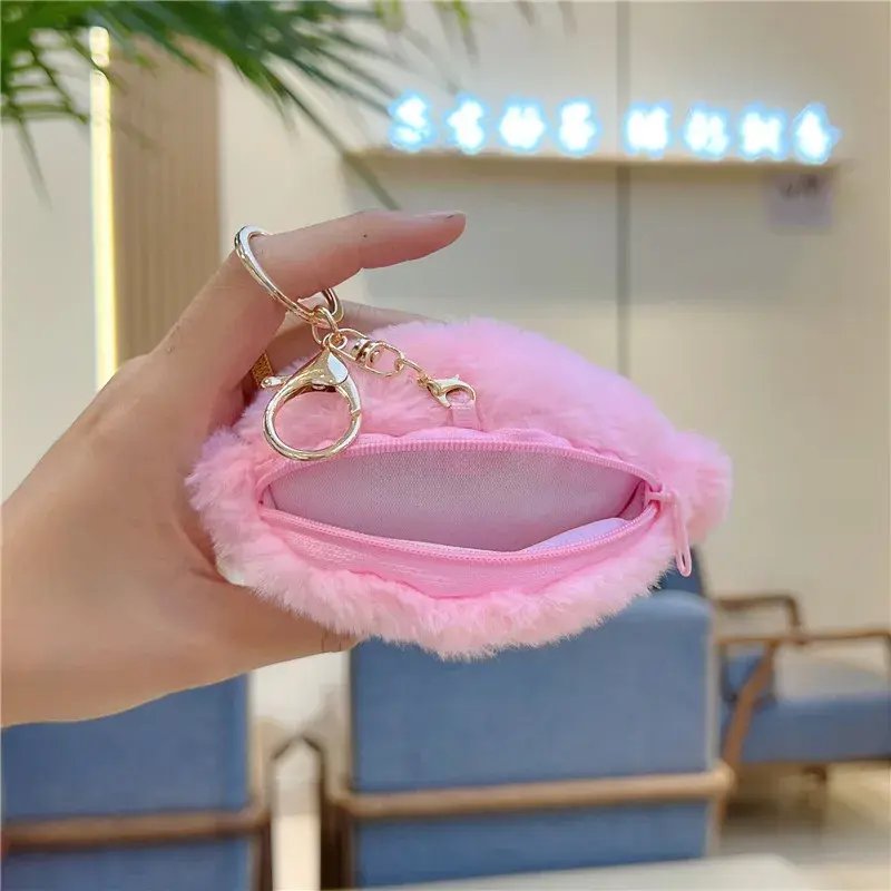 Kirby Plush Keychain Storage Bag Kawaii Girls Key Lipstick Candy Coin Purse Cartoon Doll Cute Bag Decoration Soft Charm Pendant
