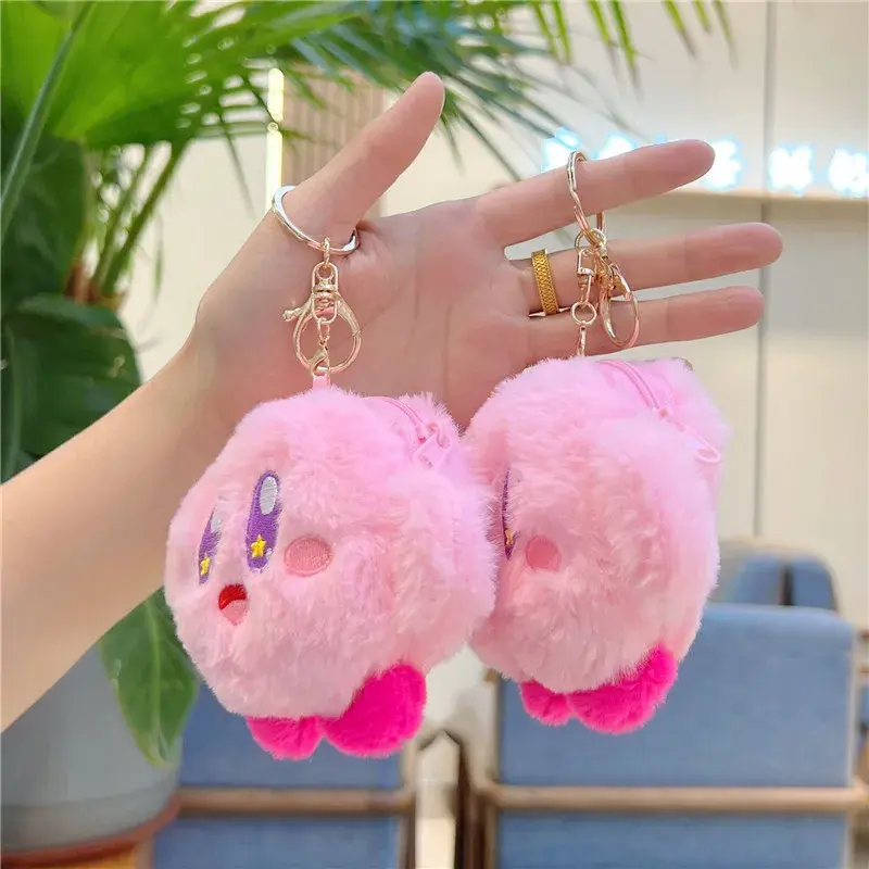 Kirby Plush Keychain Storage Bag Kawaii Girls Key Lipstick Candy Coin Purse Cartoon Doll Cute Bag Decoration Soft Charm Pendant
