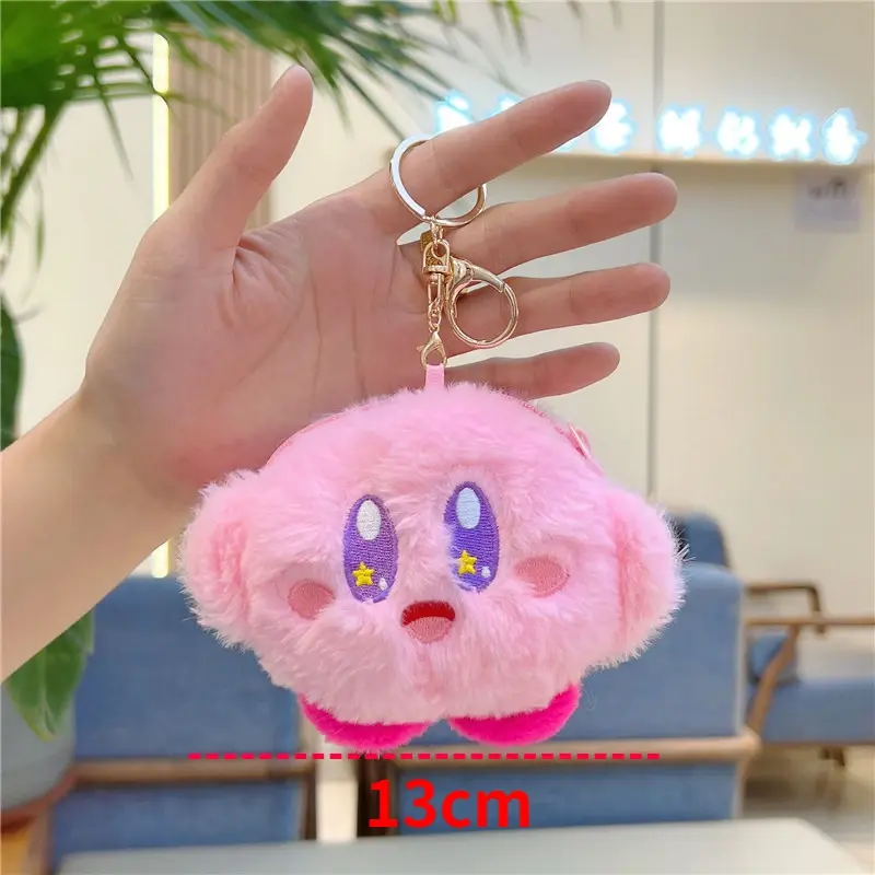 Kirby Plush Keychain Storage Bag Kawaii Girls Key Lipstick Candy Coin Purse Cartoon Doll Cute Bag Decoration Soft Charm Pendant