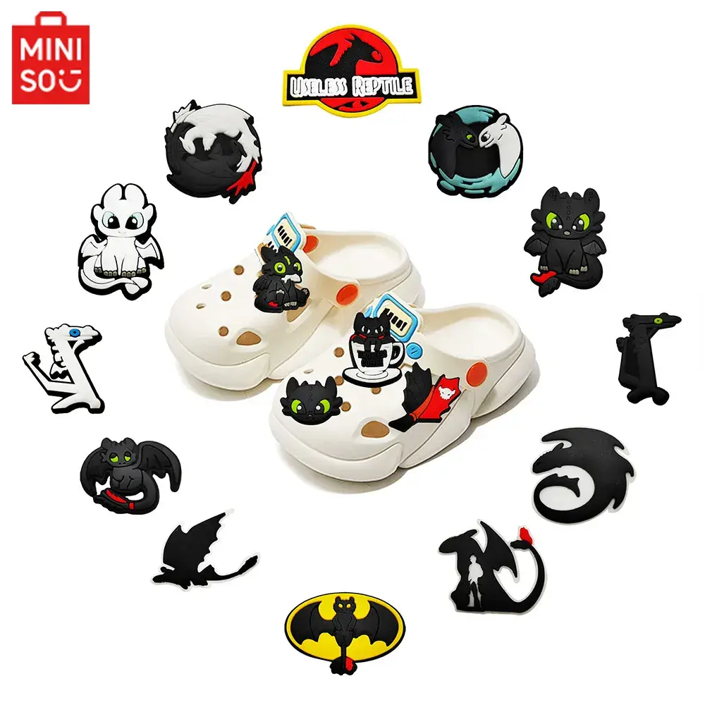 1-16pcs Dragon Toothless Cartoon Charms PVC Sandal Buckle DIY Bracelet Kids Party Gifts Shoe Accessories