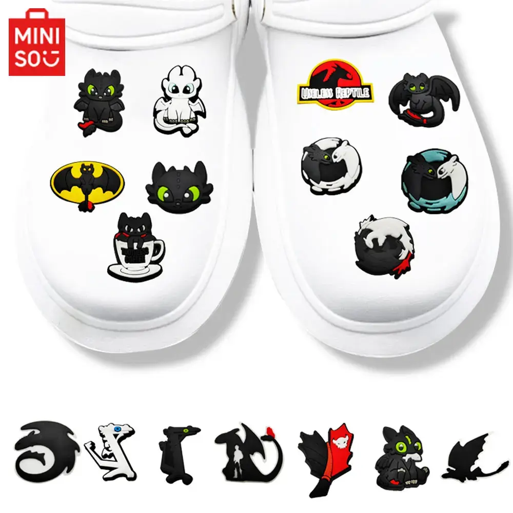 1-16pcs Dragon Toothless Cartoon Charms PVC Sandal Buckle DIY Bracelet Kids Party Gifts Shoe Accessories