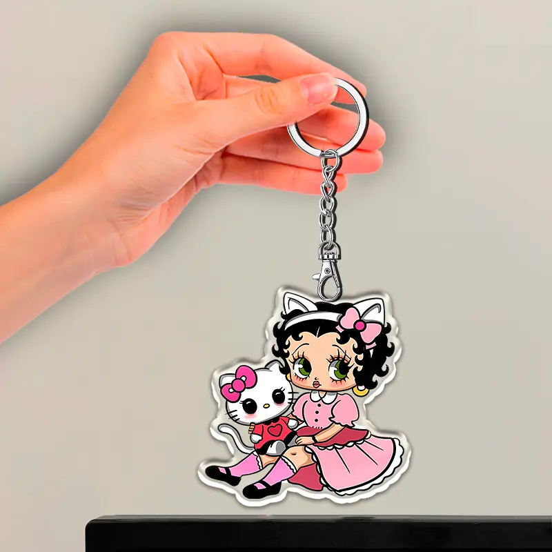 12cm Betty Boop Things Acrylic Keychain Student Backpack Car Key Pendant Kid Party Decoration Popular Anime Peripheral Gifts
