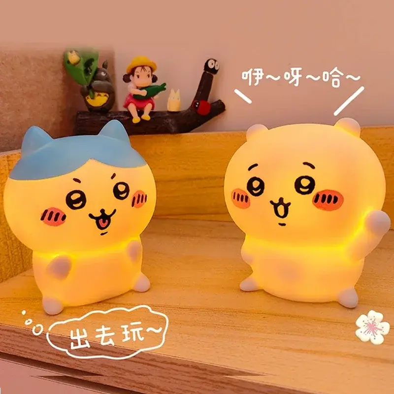 Anime Chikawa Kawaii Bedroom Desktop Decoration Hachiware Usagi Cartoon Vinyl Doll Night Light Luminous Toy Surprise Girl Gifts