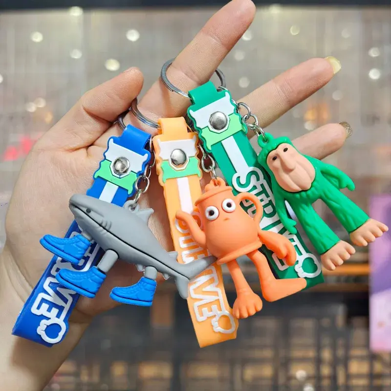 Tralalero Tralala Keychains Tungtung Sahur Brainrot Anime Action Figures Key Ring Bags Car Keys Pendant Kids Classic Toys Gift