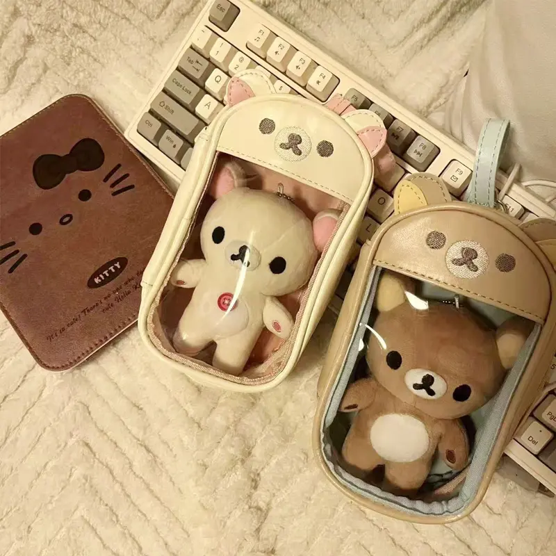 Rilakkuma Korilakkuma Clutch Bag Key Chain Couple Anime Relax Bear PU Coin Purse Pendant Jewelry Storage Key Wallet Kids Gift