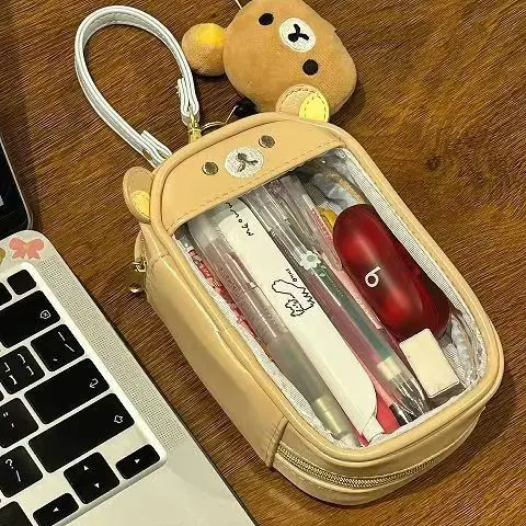 Rilakkuma Korilakkuma Clutch Bag Key Chain Couple Anime Relax Bear PU Coin Purse Pendant Jewelry Storage Key Wallet Kids Gift