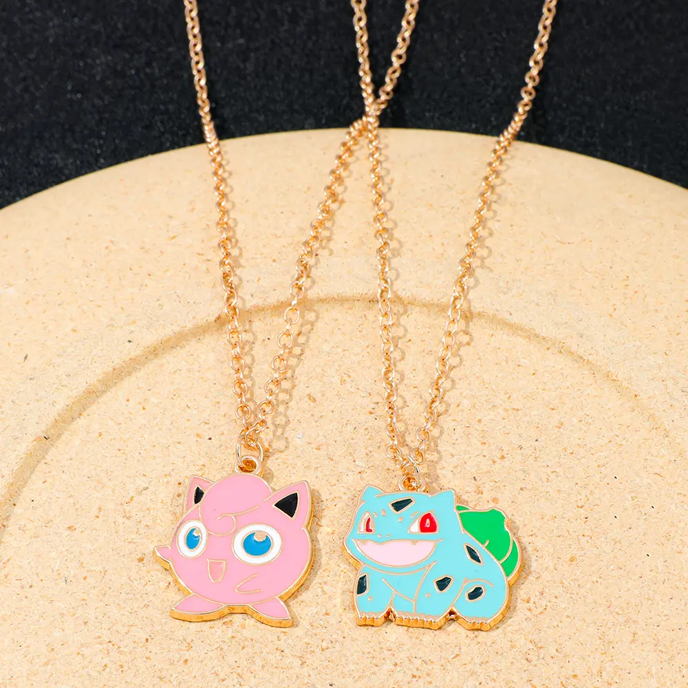 Anime Characters Pokémon Necklace Jigglypuff Pendant Neck Chain Girl Accessories Cartoon Squirtle Boy Girl Necklace