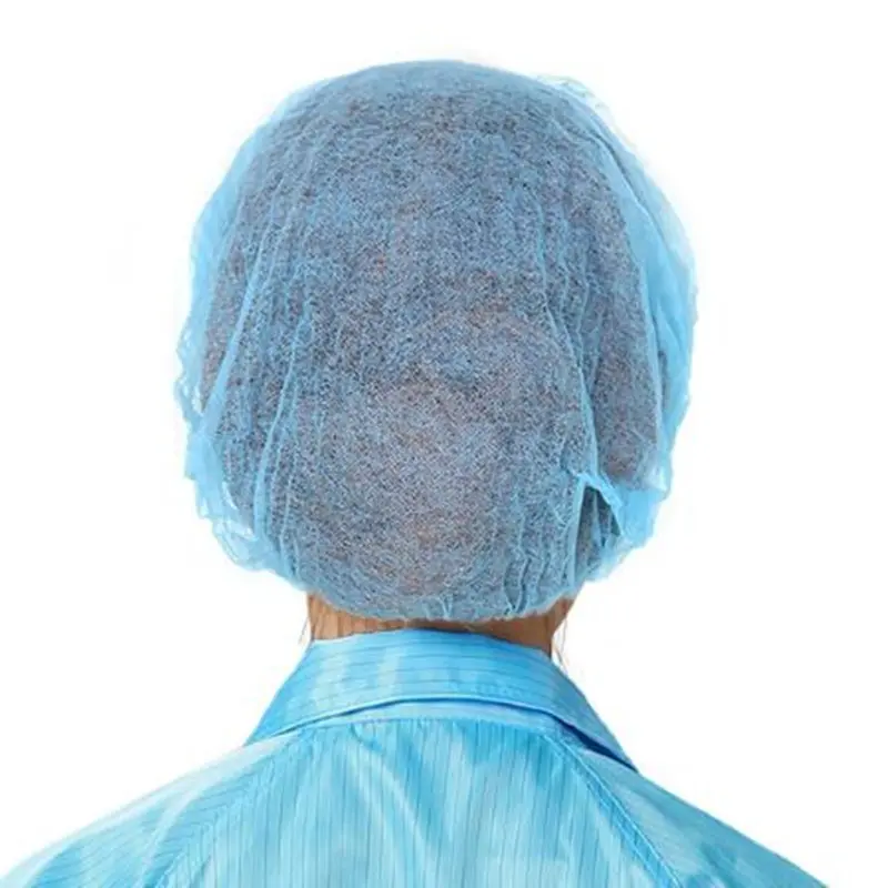 100pcs Disposable Non-Woven Strip Hat Hotel Workshop Dust Cap Blue White Shower Cap for Spa Hair Salon Beauty Accessories