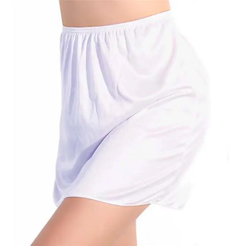 Women's Skirt Elastic Waist Half Slip Petticoat Skirts Underskirt Lady Crinoline Milk Silk White Lace Commuter Office Skirt
