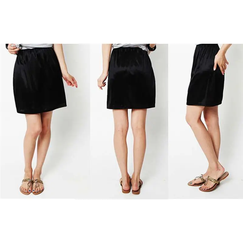 Women's Skirt Elastic Waist Half Slip Petticoat Skirts Underskirt Lady Crinoline Milk Silk White Lace Commuter Office Skirt