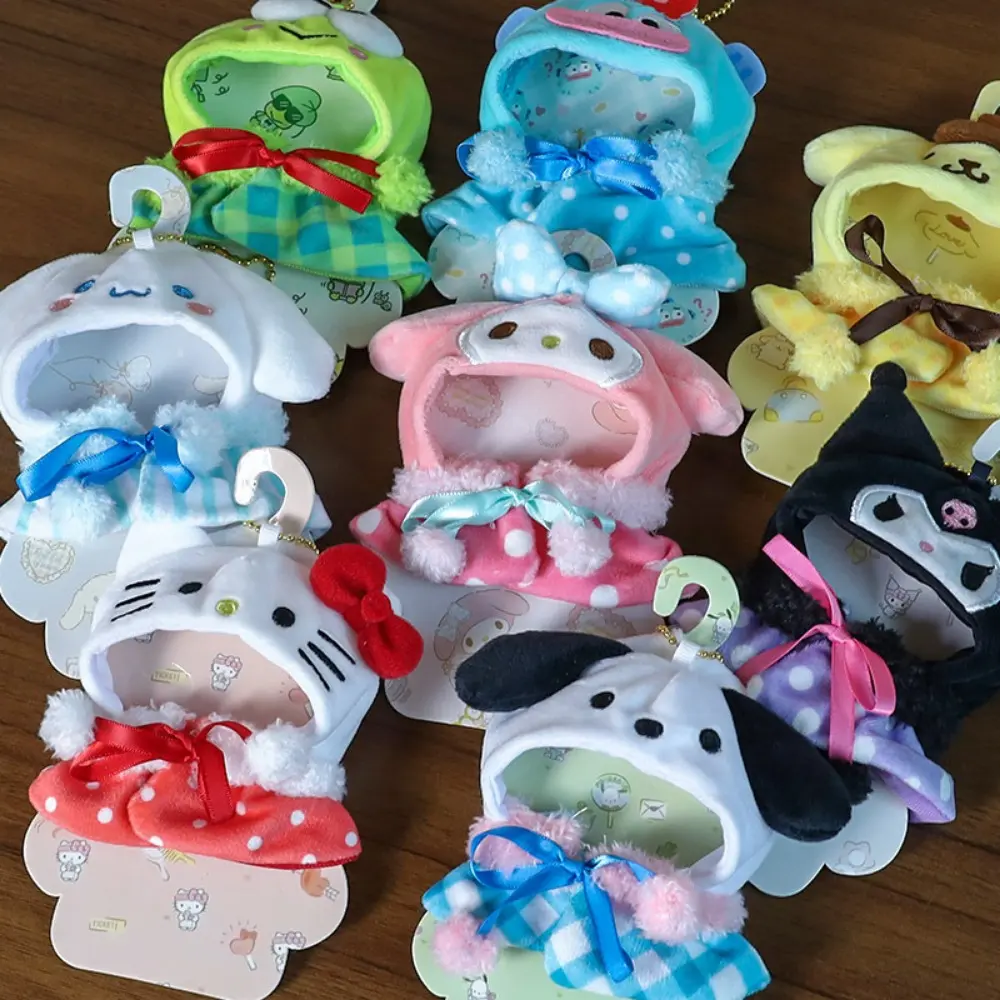 10cm Idol Plush Doll Cosplay Sanrio Clothes Kawaii Anime Hello Kitty Kuromi Melody Doll Cloak Clothing Doll Accessories Gifts
