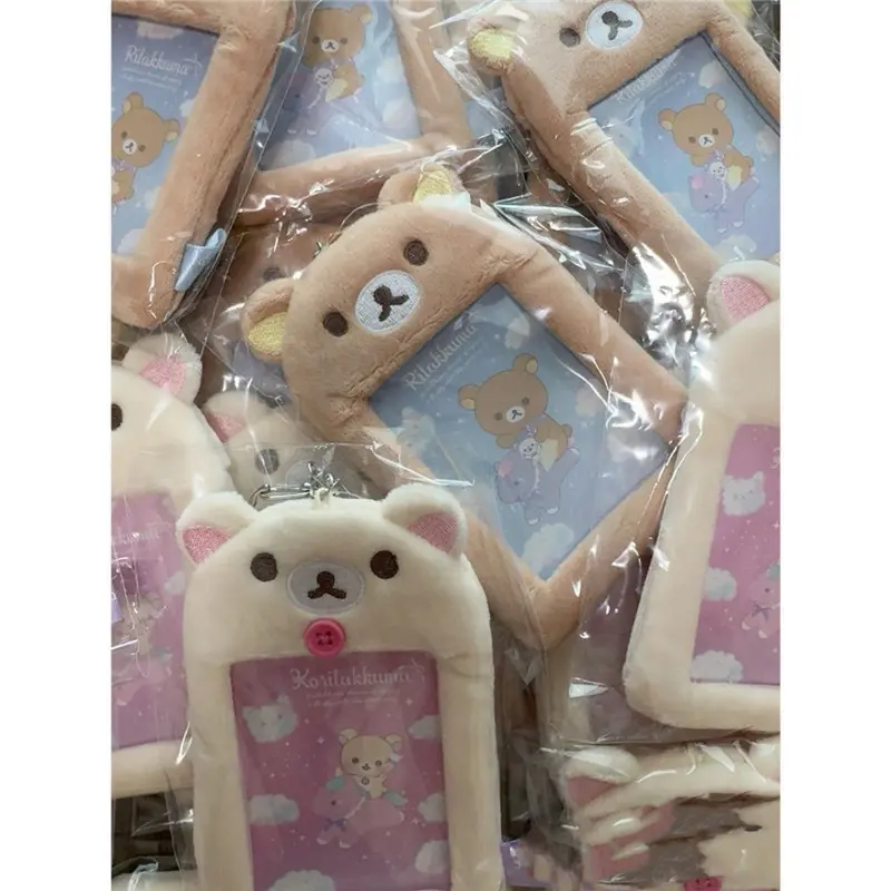 Rilakkuma ID Card Holder Keychains Relax Bear Stuffed Passport Cover Key Ring New Anime School Bus Bank Cards Bags Pendants Gift