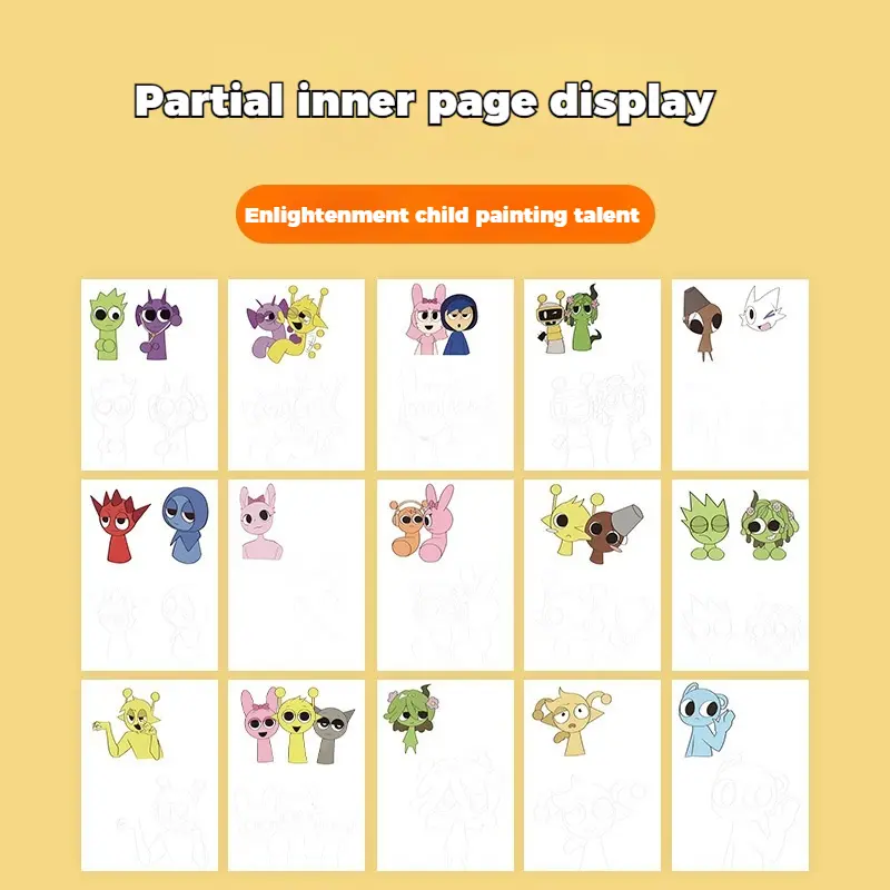 Sprunki Cartoon Sketch Copy Album Drawing Beginner Study Zero Foundation Sketching Album Children Pen Control Training Book Gift