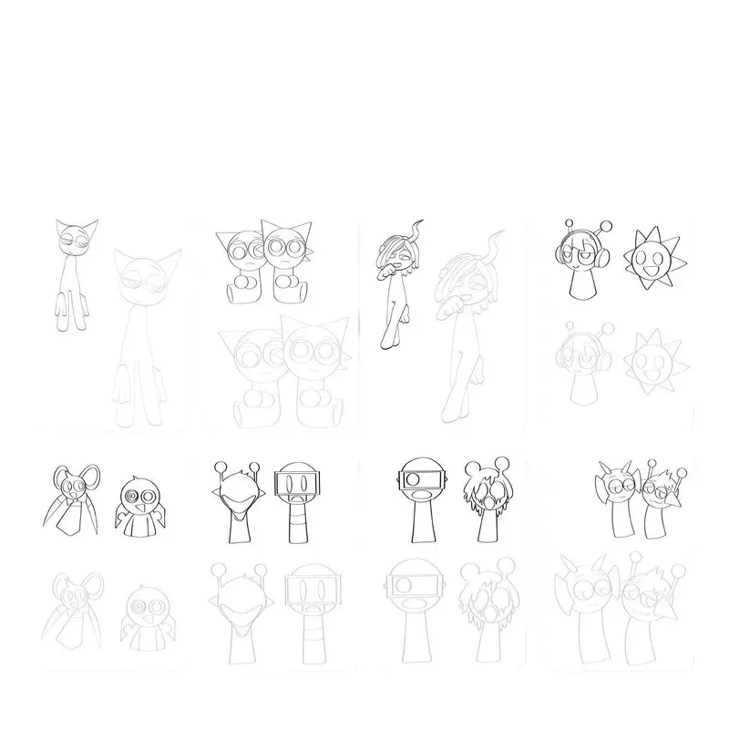 Sprunki Cartoon Sketch Copy Album Drawing Beginner Study Zero Foundation Sketching Album Children Pen Control Training Book Gift