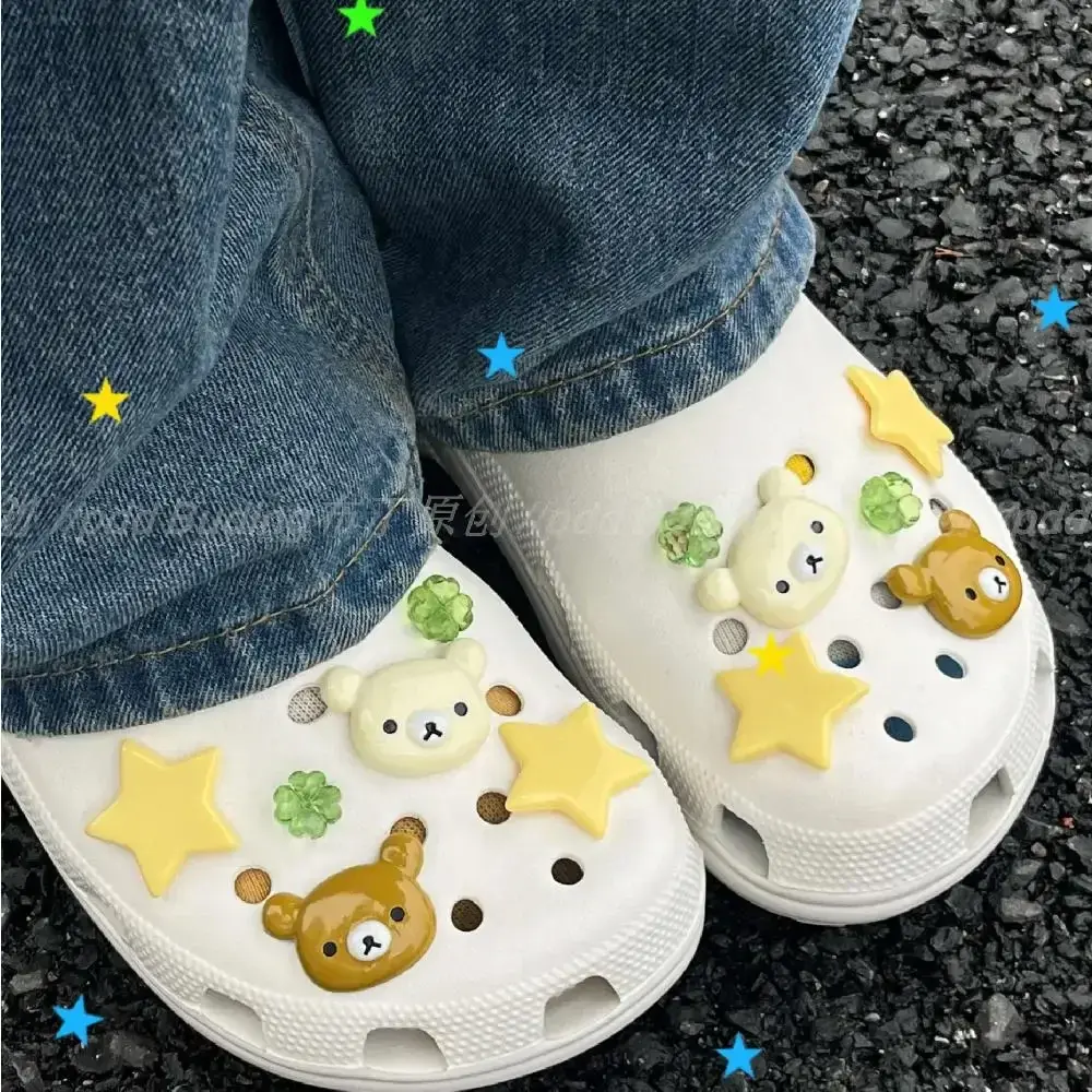 Kawaii Rilakkuma Good Fortune Clover Shoe Buckle Shoe Flower Cute Shoe Decoration Diy Accessories Girl Gift Holiday Gifts