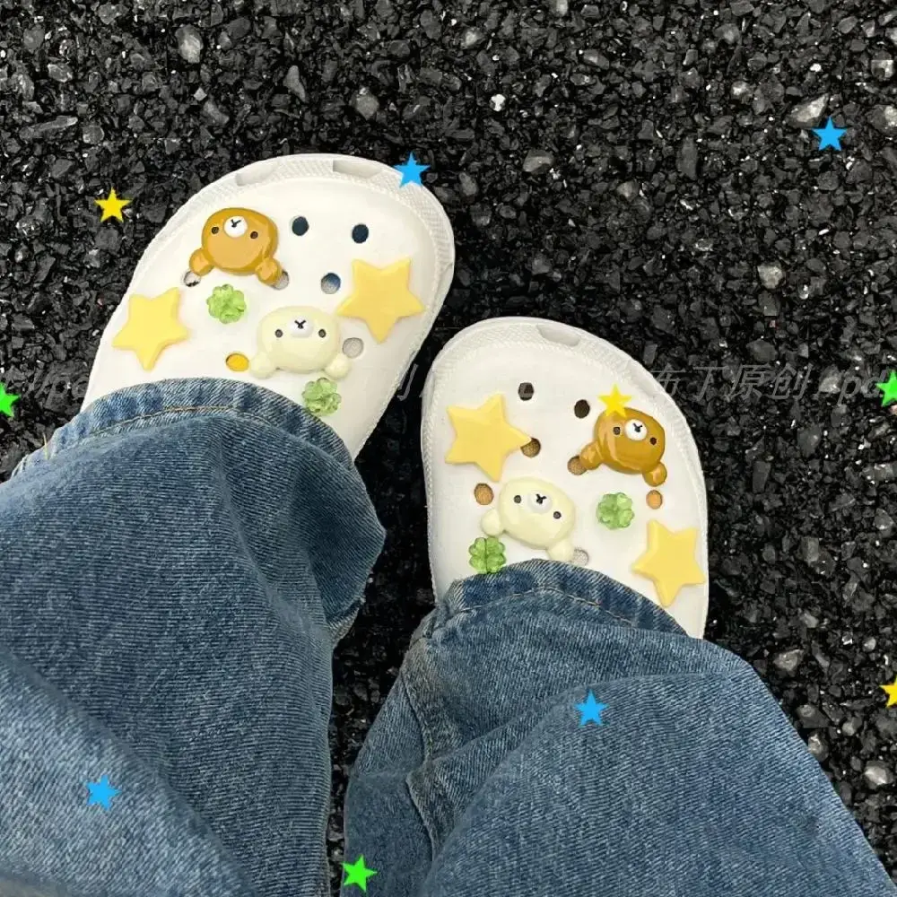 Kawaii Rilakkuma Good Fortune Clover Shoe Buckle Shoe Flower Cute Shoe Decoration Diy Accessories Girl Gift Holiday Gifts