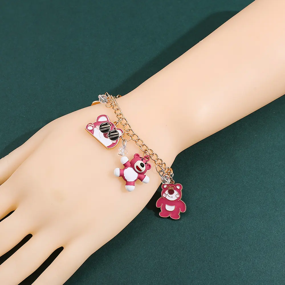Disney Cartoon Toy Story Lotso Pendant Bracelet Sweet Kawaii Girl Party Toy Gift Birthday Gift