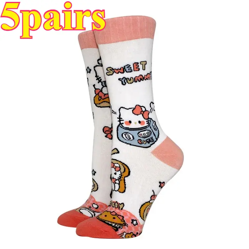 6pairs bandai Hip Hop Street Style Anime Socks Men Women Novelty Funny Casual Crew Socks CuteYoga socks cycling socks