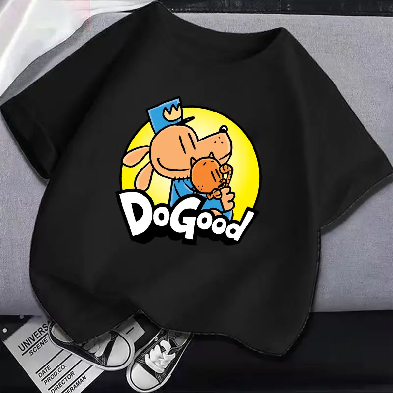 Dog Man Kids Summer T-shirts Cartoon Printed Clothes Short Sleeve T-shirt for Boys Girls Tees Soft Tops Children Birthday Gifts