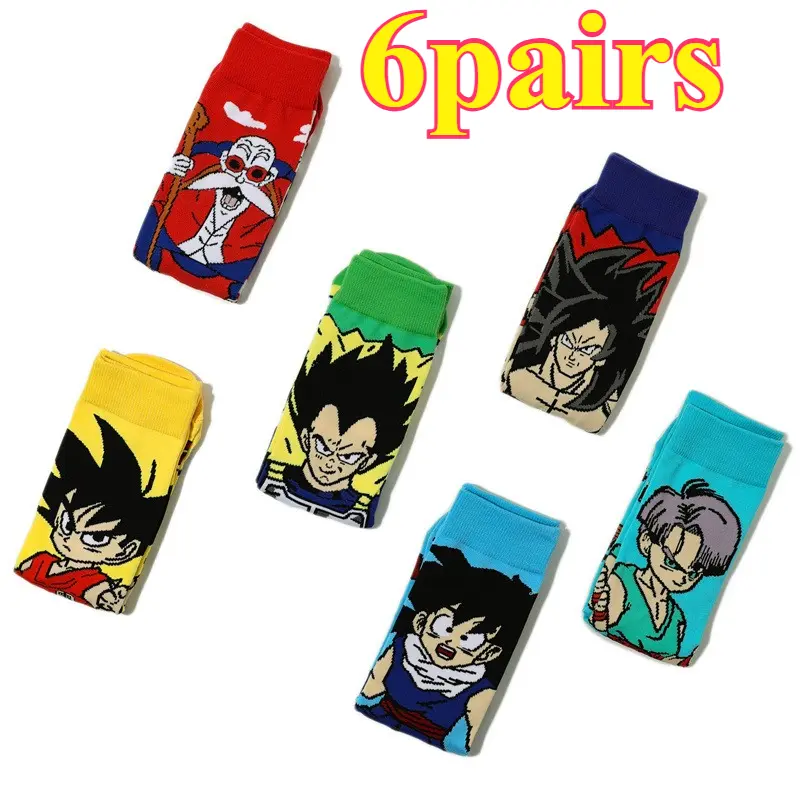6pairs bandai Hip Hop Street Style Anime Socks Men Women Novelty Funny Casual Crew Socks CuteYoga socks cycling socks