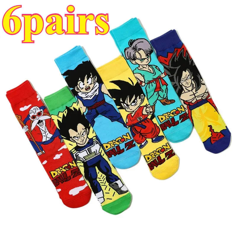 6pairs bandai Hip Hop Street Style Anime Socks Men Women Novelty Funny Casual Crew Socks CuteYoga socks cycling socks