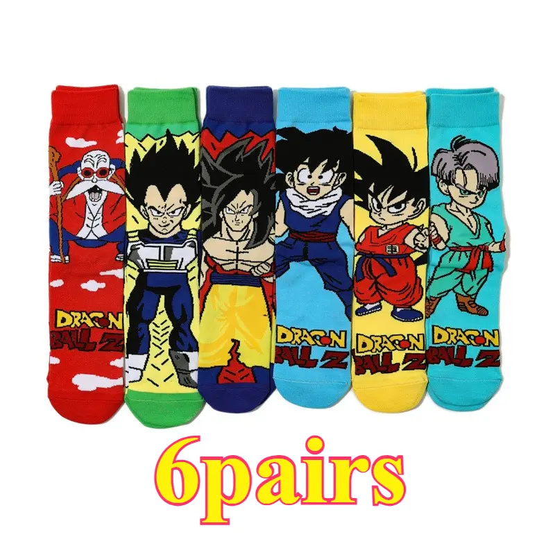 6pairs bandai Hip Hop Street Style Anime Socks Men Women Novelty Funny Casual Crew Socks CuteYoga socks cycling socks