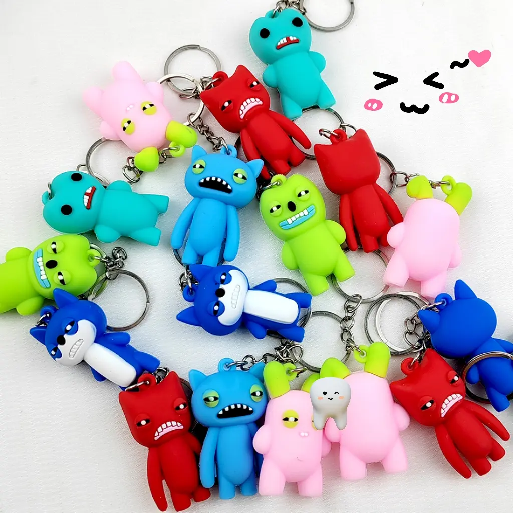 2025 Hot Couple Keychain Mini Fuggleres Keychain Pendant Model Doll Funny Ugly Monster Figure  Ornaments Dolls Birthday Gift