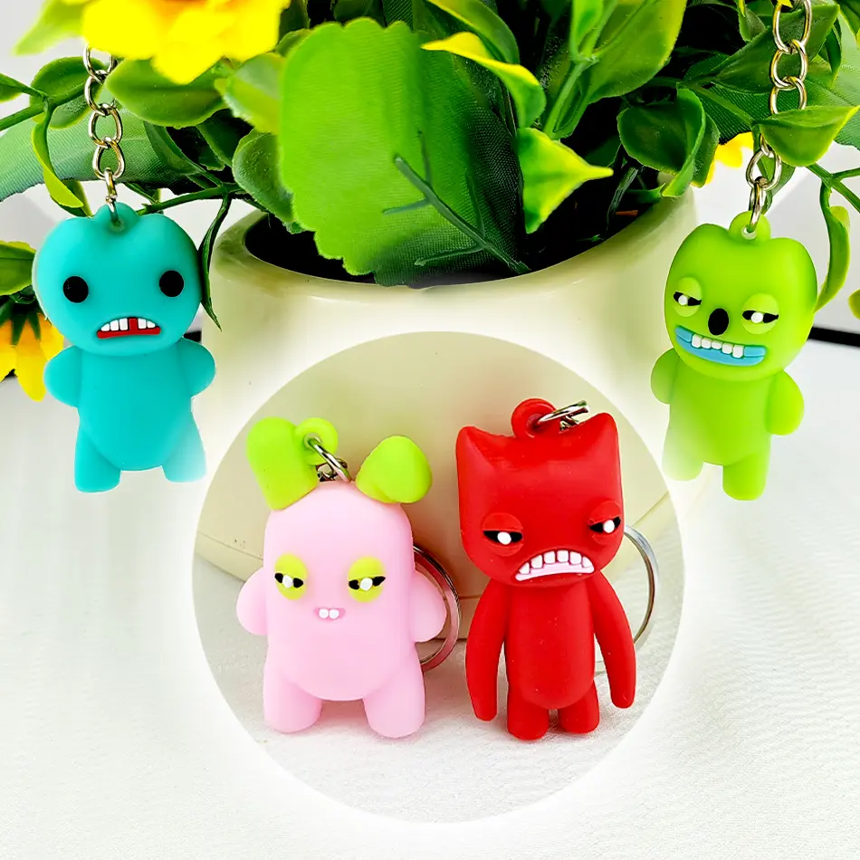 2025 Hot Couple Keychain Mini Fuggleres Keychain Pendant Model Doll Funny Ugly Monster Figure  Ornaments Dolls Birthday Gift