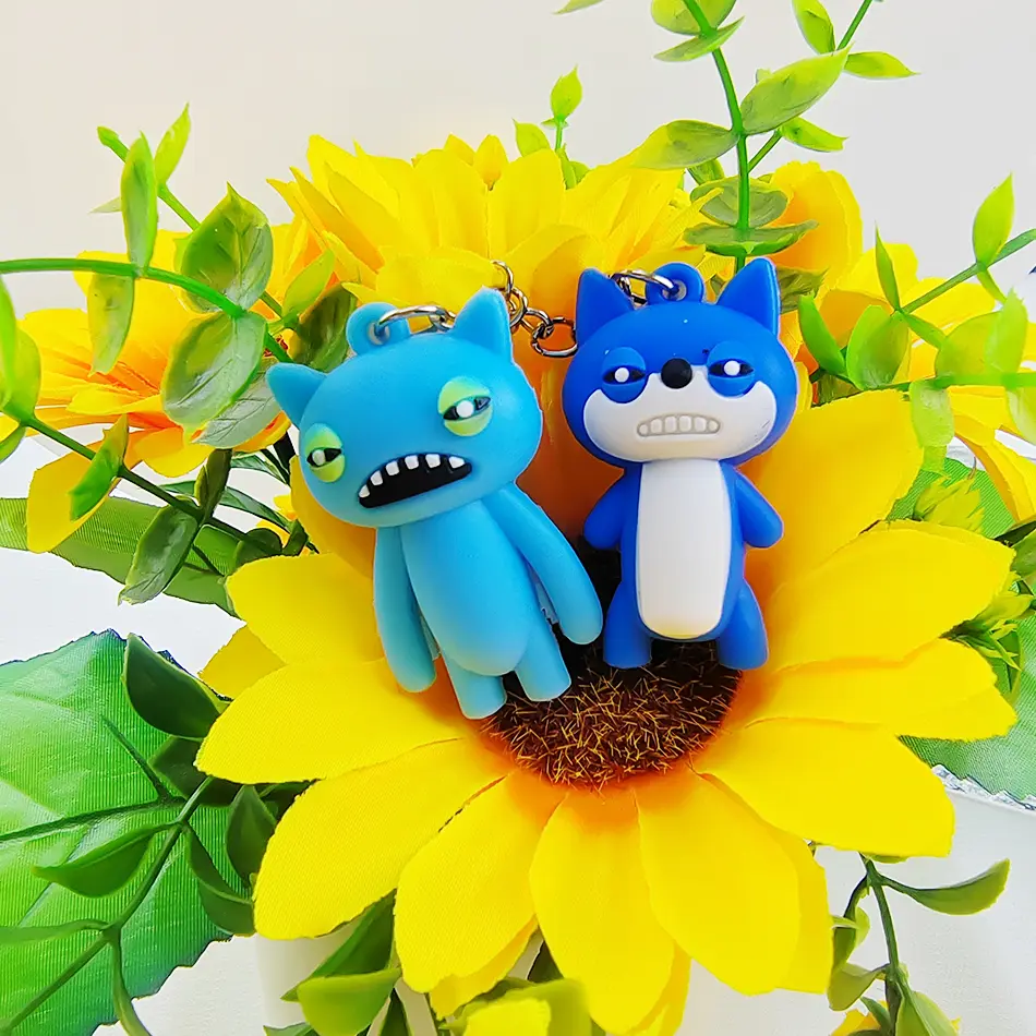 2025 Hot Couple Keychain Mini Fuggleres Keychain Pendant Model Doll Funny Ugly Monster Figure  Ornaments Dolls Birthday Gift