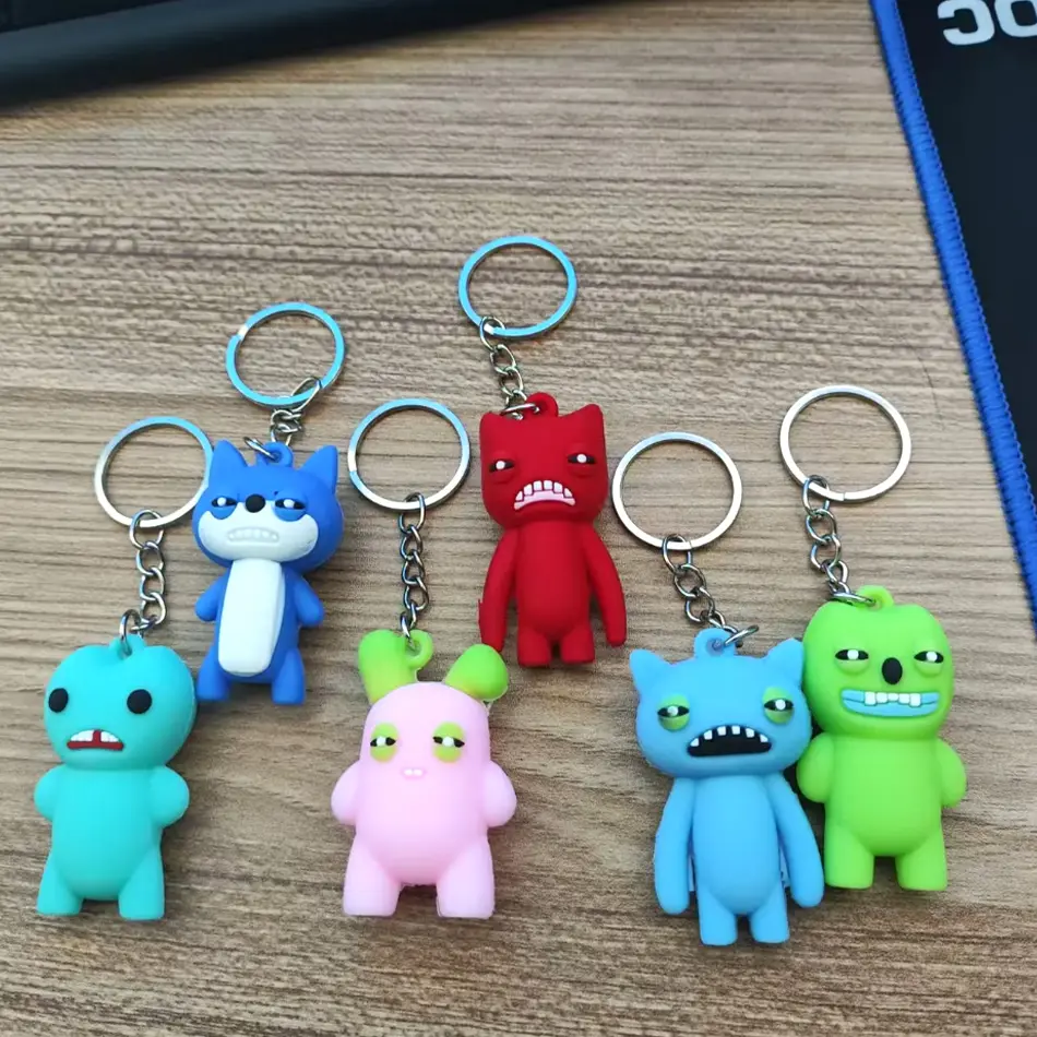 2025 Hot Couple Keychain Mini Fuggleres Keychain Pendant Model Doll Funny Ugly Monster Figure  Ornaments Dolls Birthday Gift
