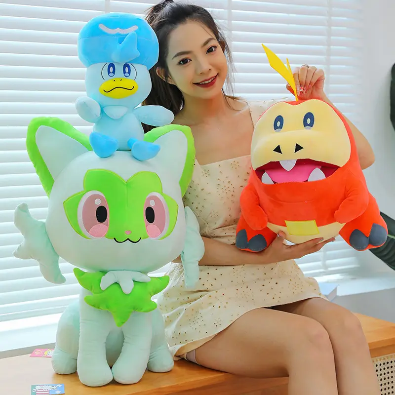 38cm Sprigatito Plush Toy Cartoon Figure Quaxly Fuecoco Pokemon Toy Cute Anime Stuffed Pillow Doll Room Decoration Holiday Gift