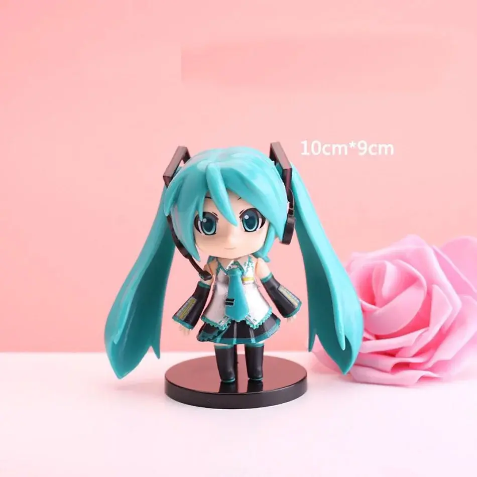 Hatsune Miku Figure Mini Character Ornaments Kawai Pink Green Hatsune Home desk Decoration Adult Toy