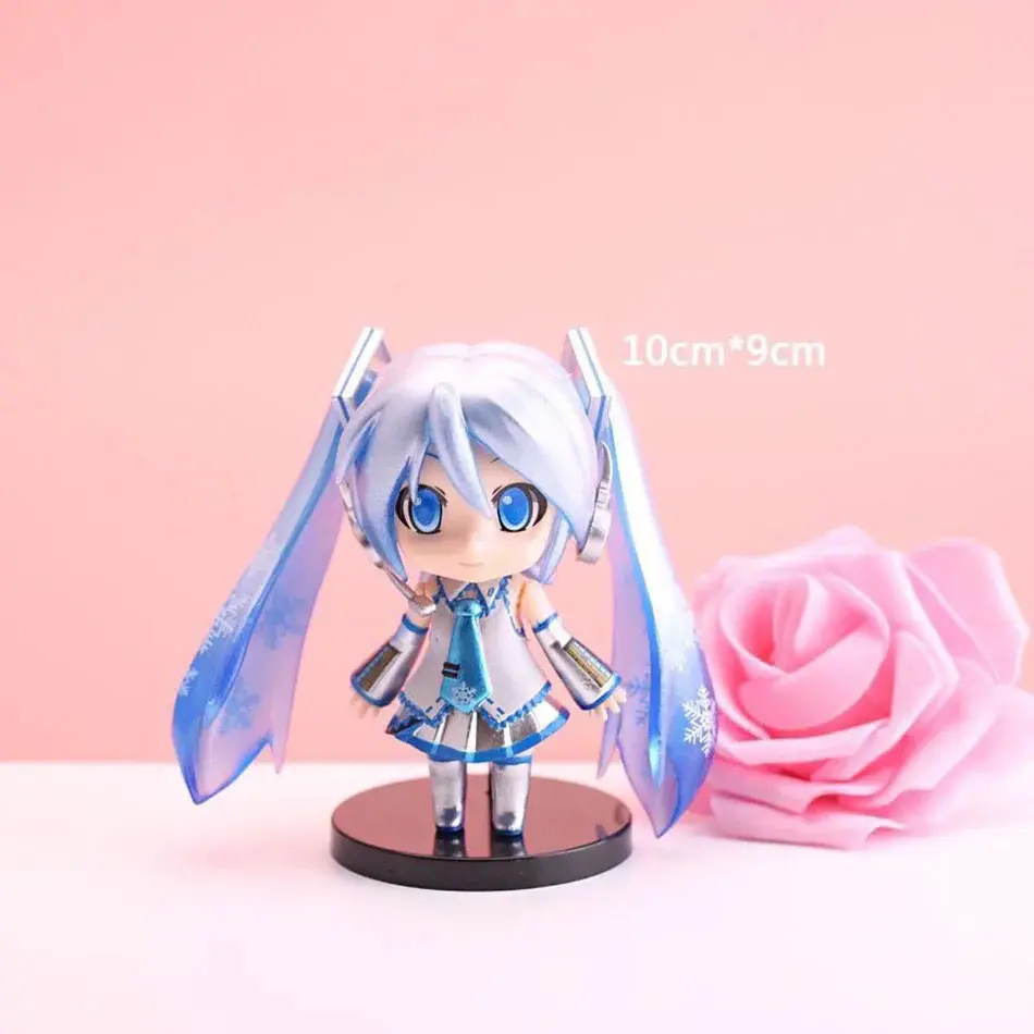 Hatsune Miku Figure Mini Character Ornaments Kawai Pink Green Hatsune Home desk Decoration Adult Toy