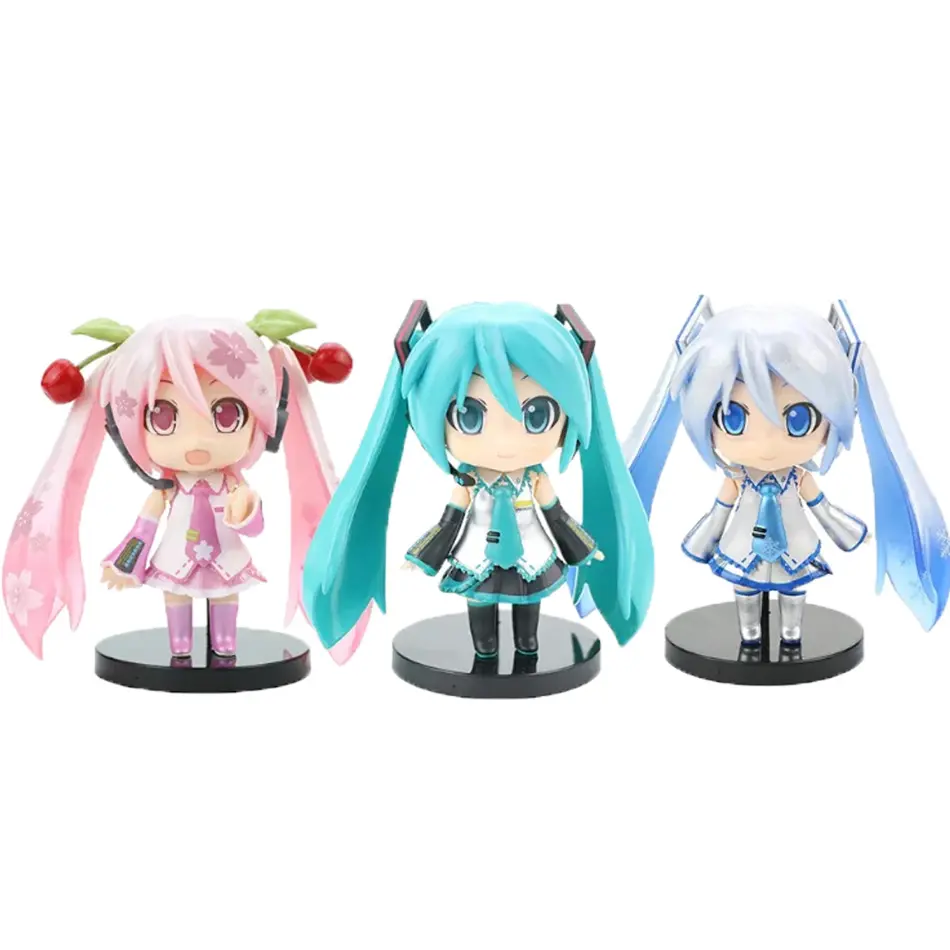 Hatsune Miku Figure Mini Character Ornaments Kawai Pink Green Hatsune Home desk Decoration Adult Toy