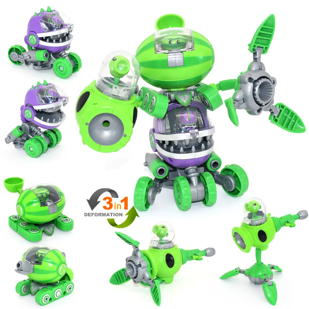 3 in 1 Assembly Deformation Toys For Boys Robot Doll PVZ Plant Vs. Zombie Mecha fighter PVC Action Figure Model Kid Gift