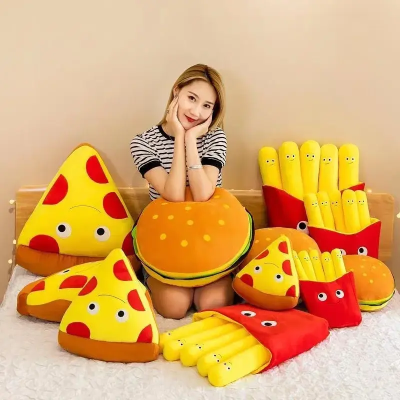 French Fries Hamburg Plush Toys Food Stuffed Dolls Sausage Milk Tea Ice Cream Popcorn Cookie Figure Plushies Kids Christmas Gift