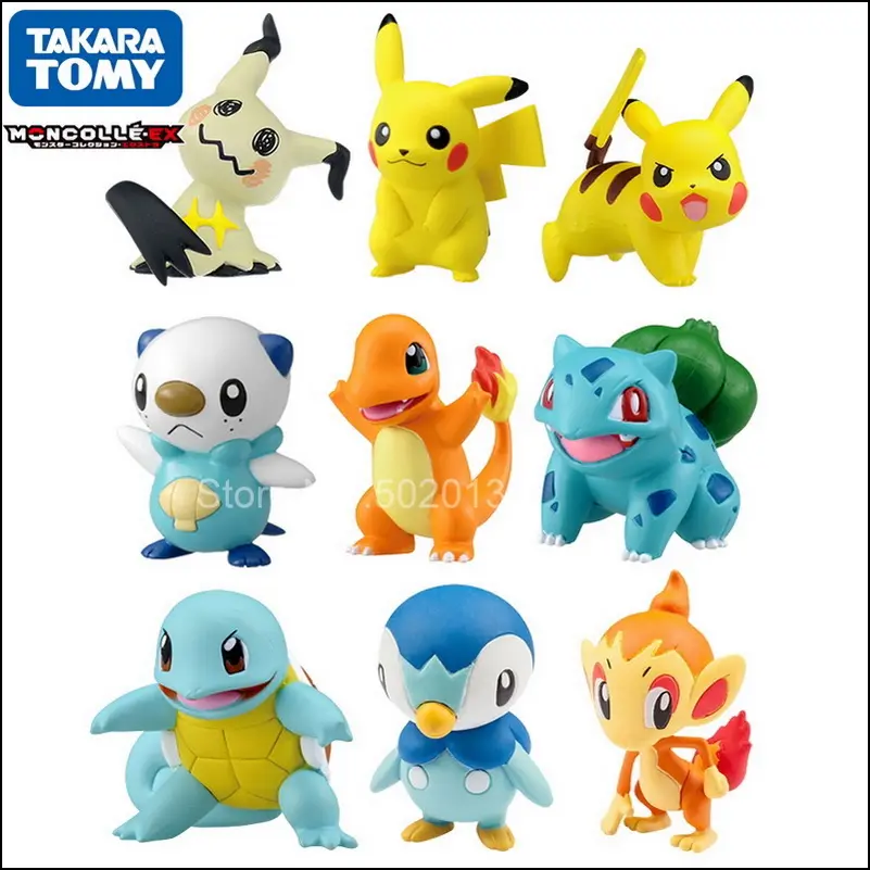 Pokemon 4 - 6 Cm Charmander Popplio Litten Pikachu Rowlet Treecko Eevee Fennekin Greninja Anime Action Figure Dolls Toy