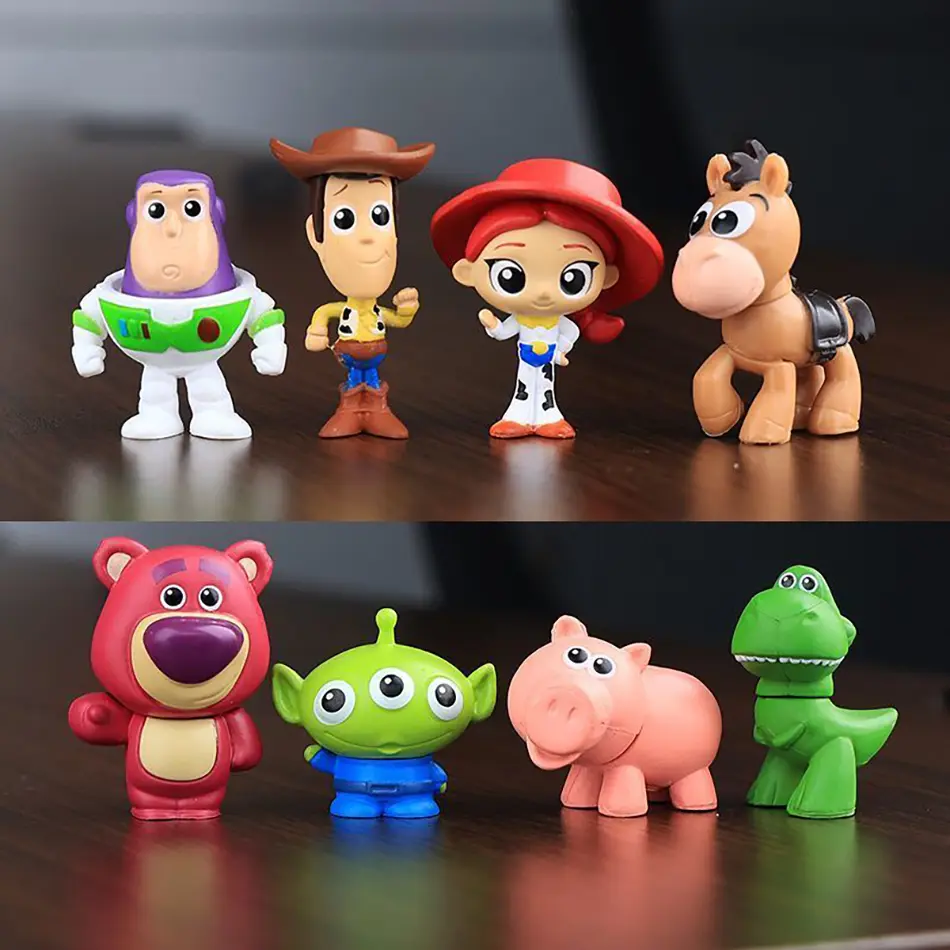 8Pcs/Set Cute Movie Toy Story Woody Buzz Lightyear PVC Action Figure Jessie Woody Alien Doll Model Decore Kid Birthday Toy Gifts