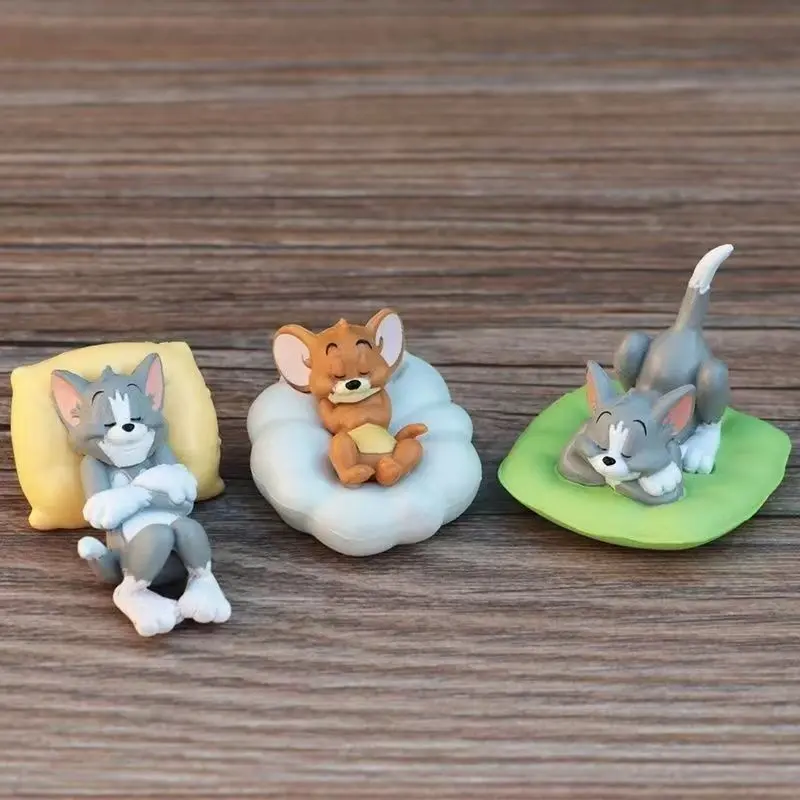 Tom Jerry Sleeping Car Toys Decoration Anime Figure Pvc Doll Safe Non-Slip Dashboard Accessories Tomjerry Desktop Ornament Gifts