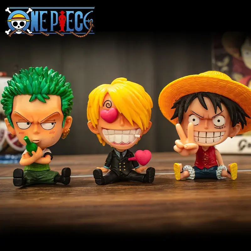Anime One Piece Christmas Action Figure 8-10 cm PVC Luffy Roronoa Zoro Cute Ornaments Q Version Car Decoration Collection Model