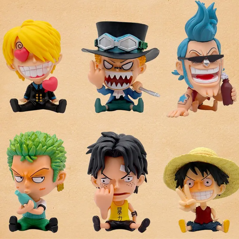 Anime One Piece Christmas Action Figure 8-10 cm PVC Luffy Roronoa Zoro Cute Ornaments Q Version Car Decoration Collection Model