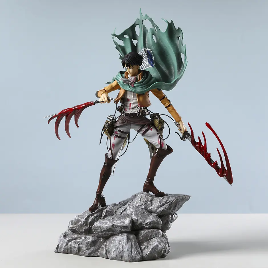 Mikasa Levi Ackerman Battle Damage Ver PVC Anime Figure Collectible Statue Doll Model Gift Toy Decor