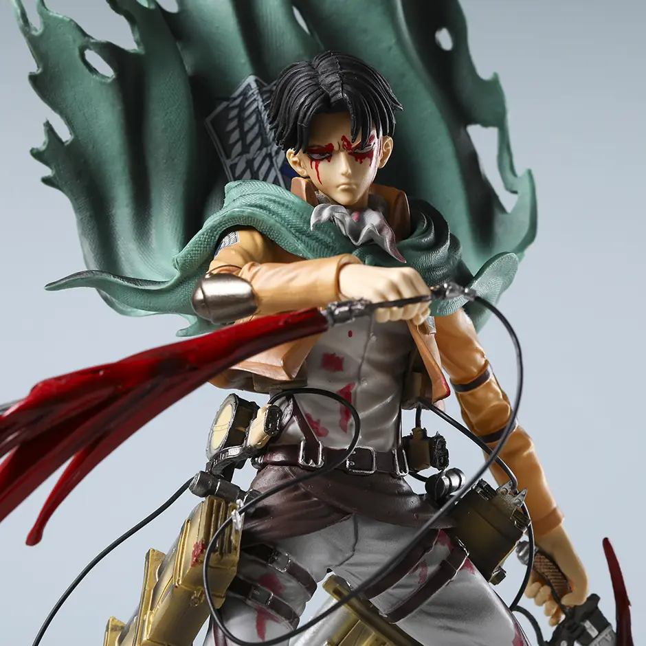 Mikasa Levi Ackerman Battle Damage Ver PVC Anime Figure Collectible Statue Doll Model Gift Toy Decor