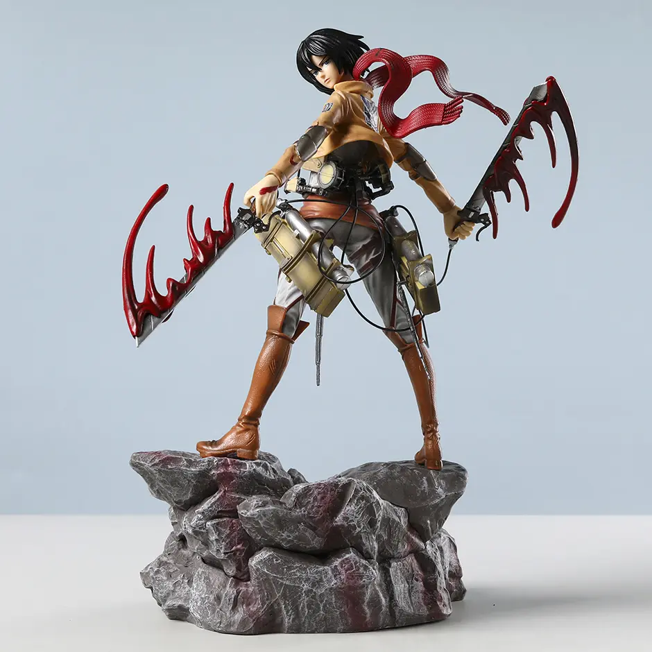 Mikasa Levi Ackerman Battle Damage Ver PVC Anime Figure Collectible Statue Doll Model Gift Toy Decor