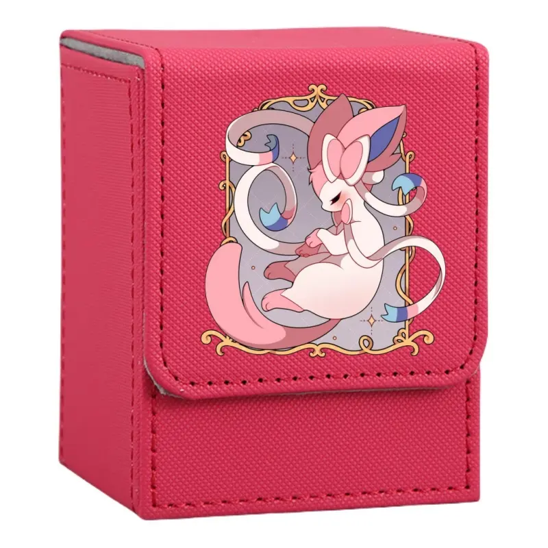 Anime Sylveon Card Case Umbreon Eevee Jolteon Vaporeon Ptcg Diy Window Series Leather Action Toy Figure Game Collection Box