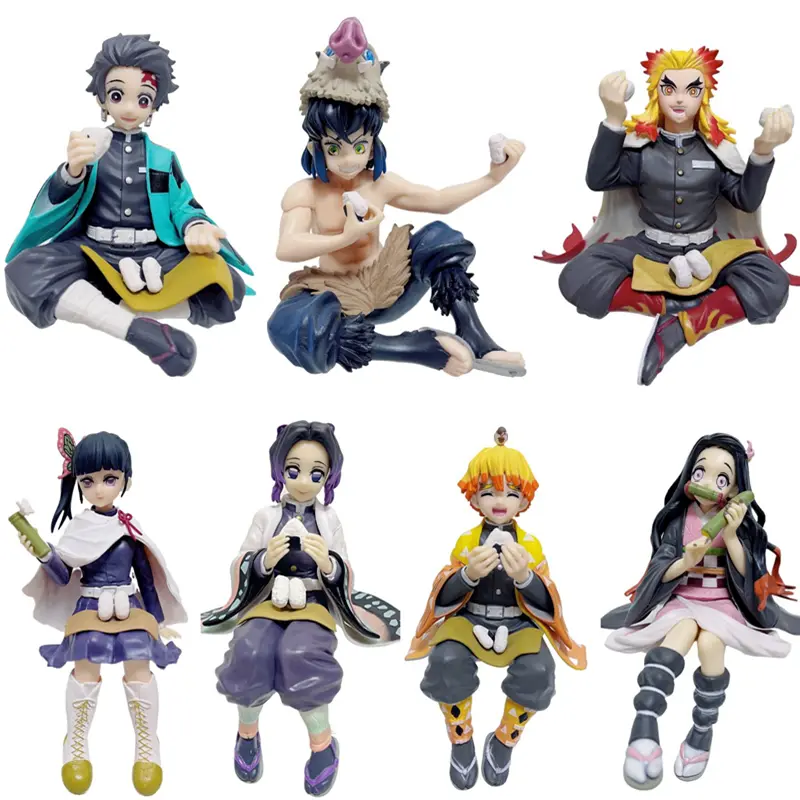 10-15cm anime Demon Slayer action figure PVC model doll collection toy car figure Kamado Tanjiro Nezuko sitting ornaments