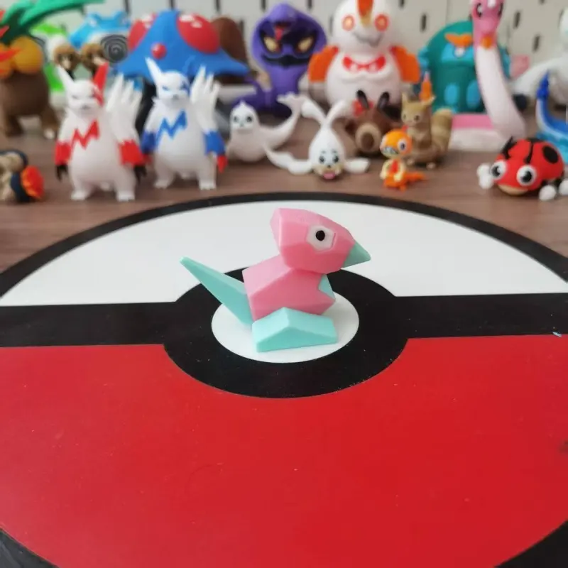 Anime Pokemon Porygon Proportion World 1:20 Diy 3D Printing Cartoon Action Figure Model Desktop Decoration Statue Birthday gift